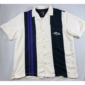 NFL Baltimore Ravens Button Up Shirt Men’s L Bowling Style Embroidered